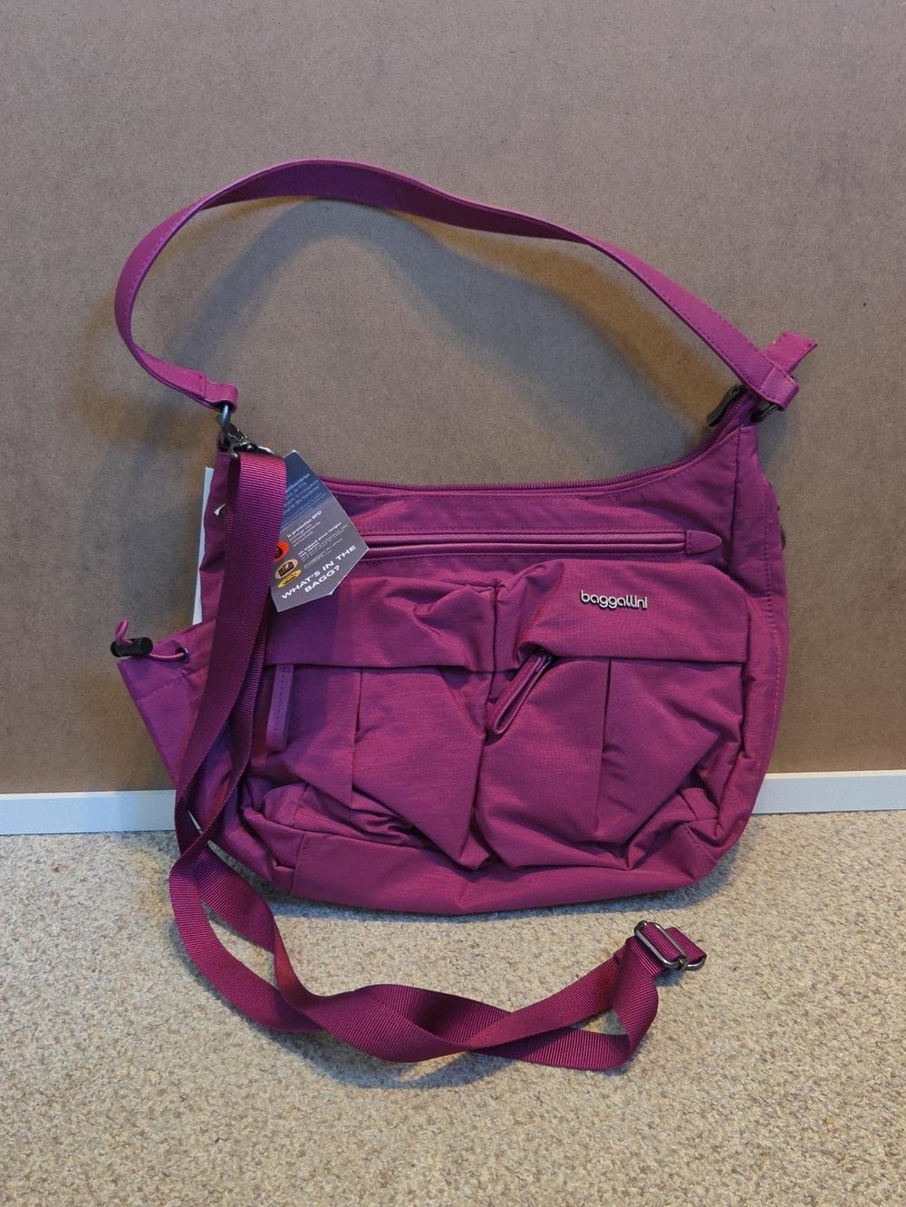 Baggallini Modern Everywhere Bagg Crossbody Bag in Purple Fuchsia